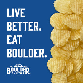Boulder Canyon Avocado Oil Kettle Chips Hickory Barbeque 1oz bag, smoky, savory snack.