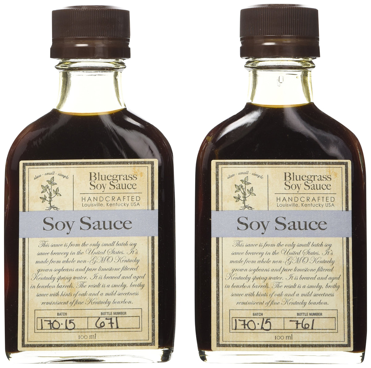 Bluegrass Soy Sauce 2-Pack by Bourbon Barrel Foods bottle front view for versatile cooking.