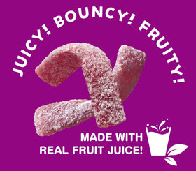 Individually packaged Bourbon Fettuccine Gummi Grape for on-the-go snacking.
