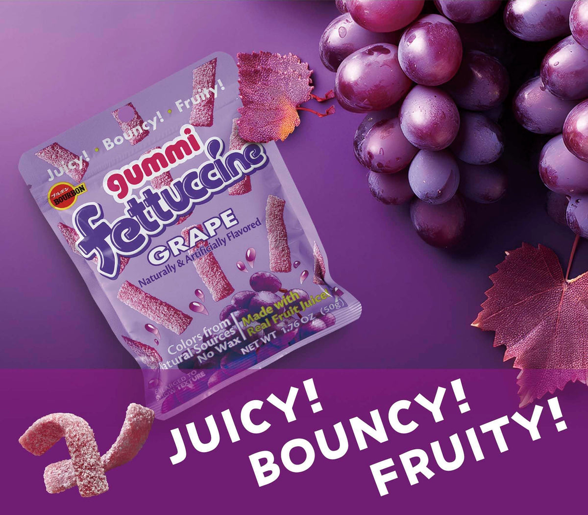 Serving idea: shareable grape strips for a playful treat.
