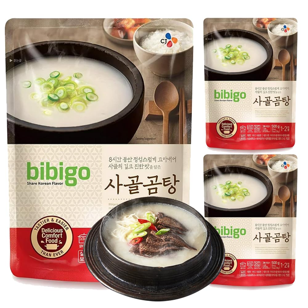 BOX OF LIFE CJ Sagol Gomtang 500g front view - convenient three-pack broth for quick meals.