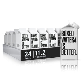Boxed Water 11.2 oz 24-pack front view showing recyclable carton for on-the-go hydration