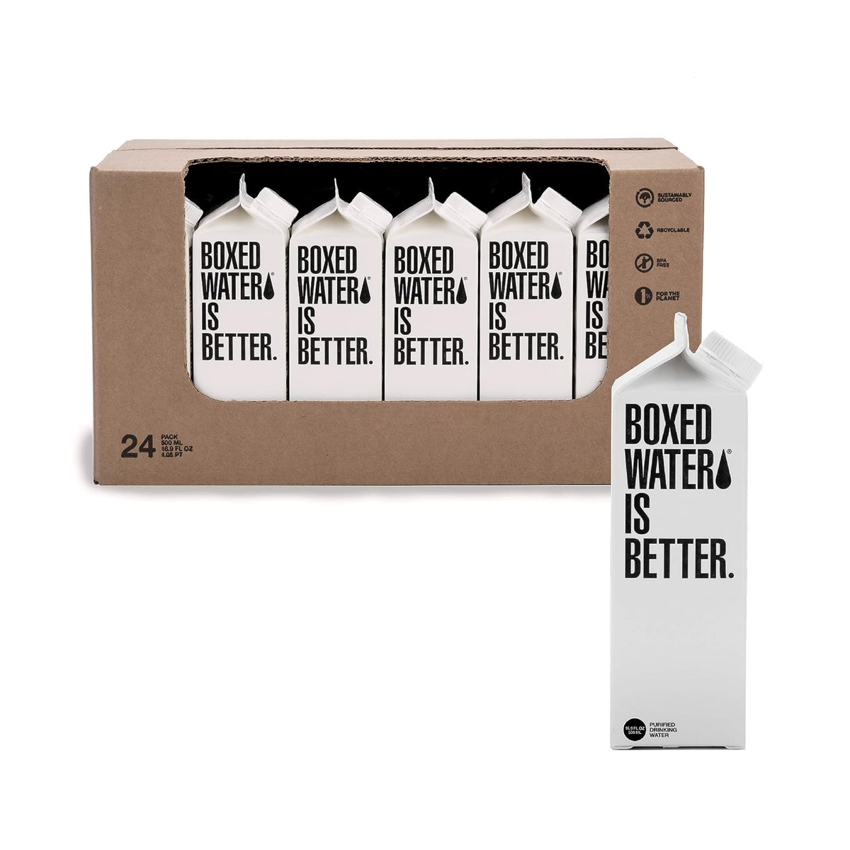 Boxed Water is Better 16.9 oz bottle for portable, eco-friendly hydration on the go