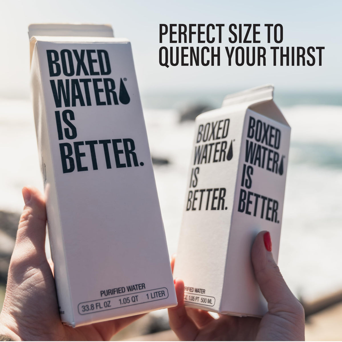 Boxed Water Is Better BPA-free cap ensures safe, recyclable packaging.