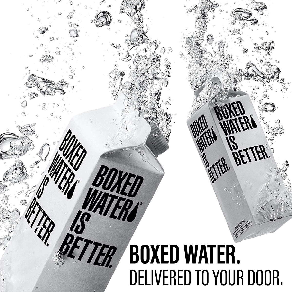 Boxed Water Is Better filtration label image suggests clean, pure taste from RO and carbon filtration.