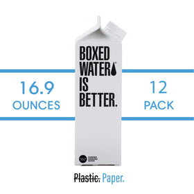 Boxed Water Is Better plant-based carton closeup highlights sustainable material choice for eco-conscious families.