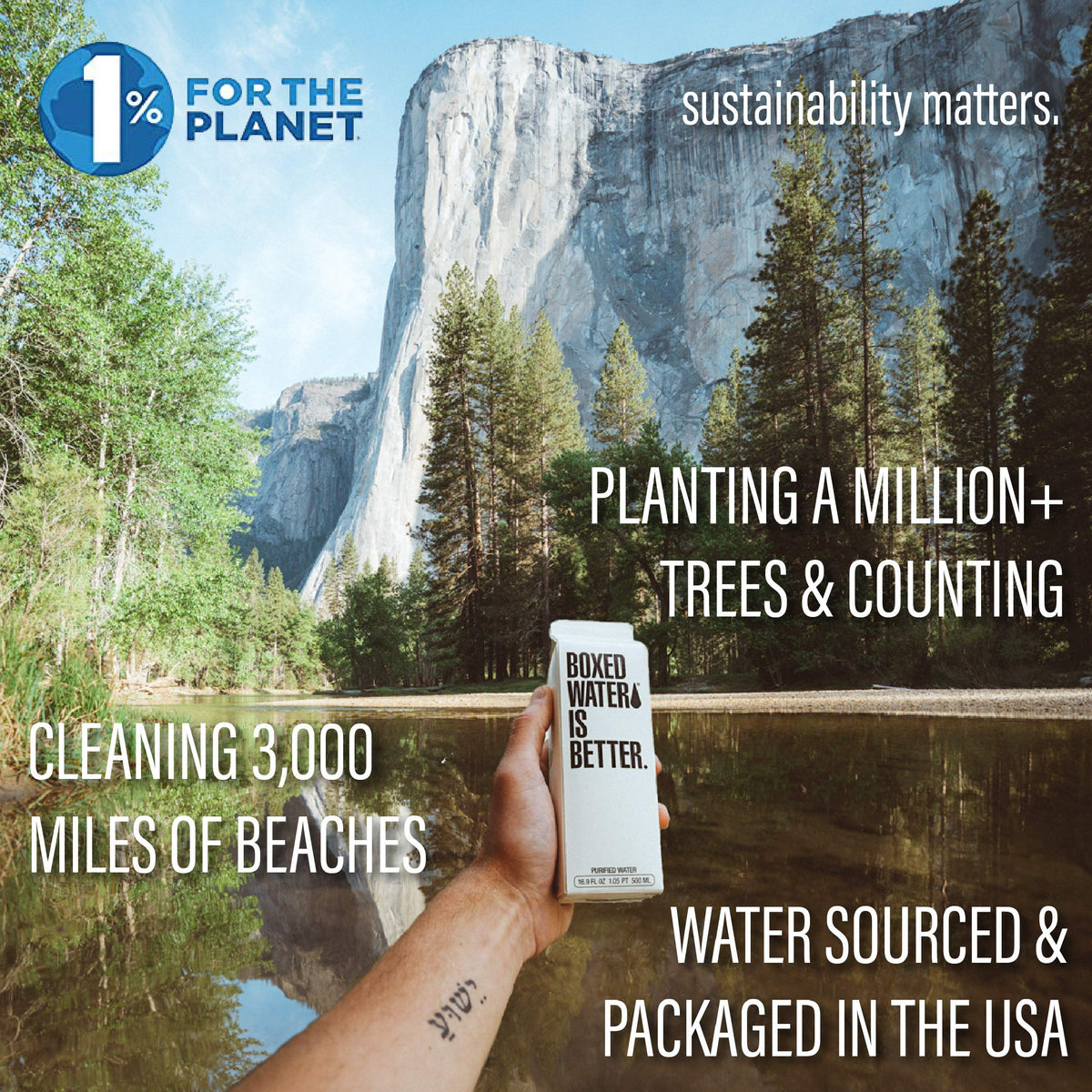 Boxed Water Is Better reusable carton image underscores refillable system reducing waste.