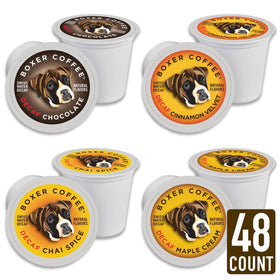 Boxer Coffee decaf maple cream pods offering smooth, calorie-free sipping