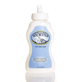 Boy Butter H2O 9 oz squeeze bottle ready for clean, mess-free lubrication.