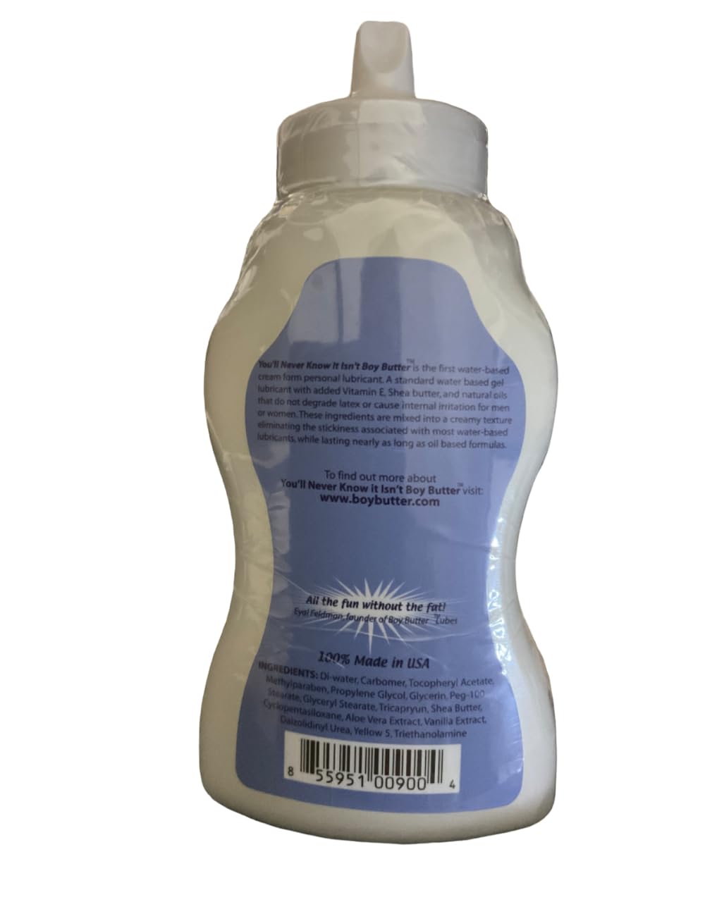 Closeup of Boy Butter H2O application showing silky texture.