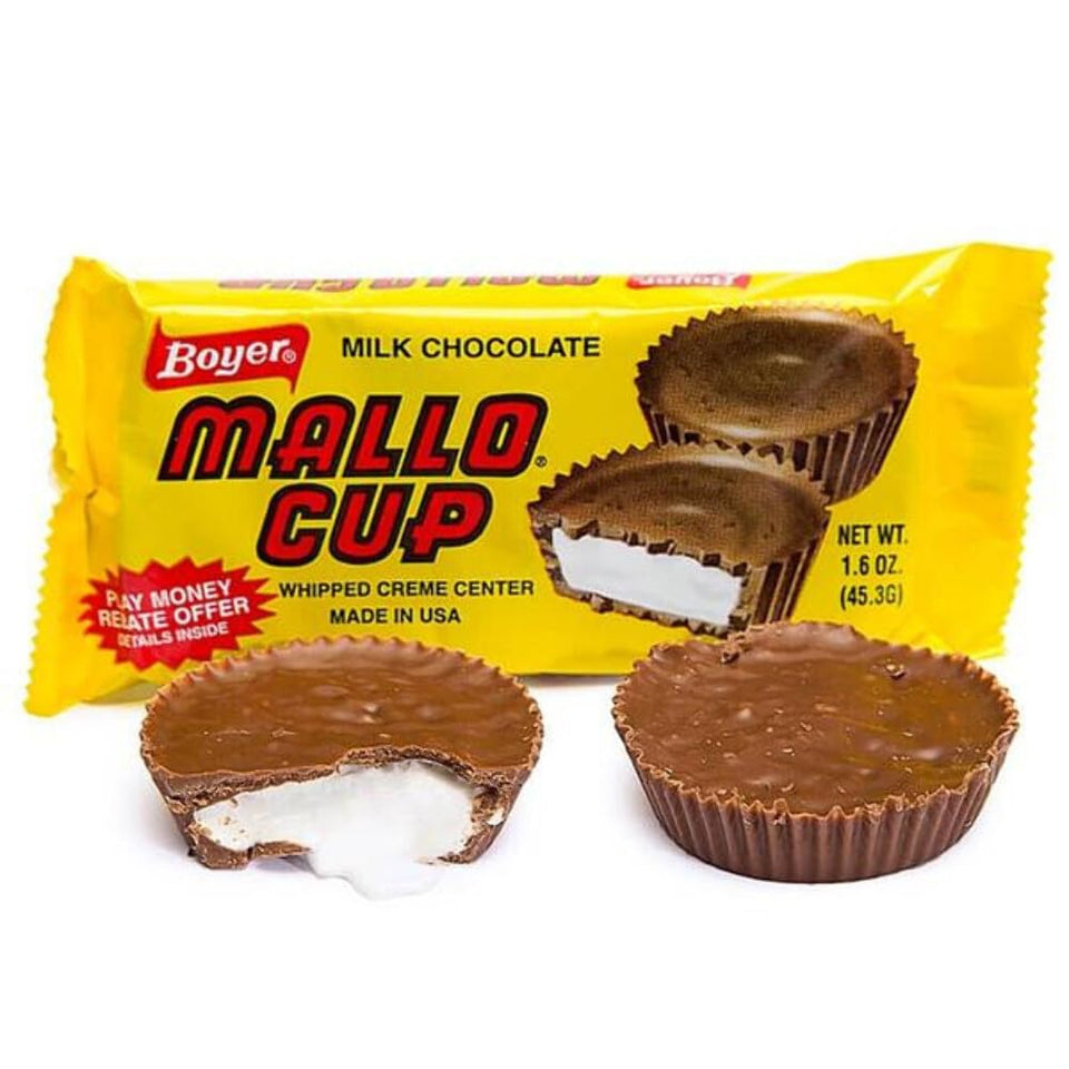 Boyer Mallo Cup 2-pack 24-count box with fluffy marshmallow center for nostalgic snacking