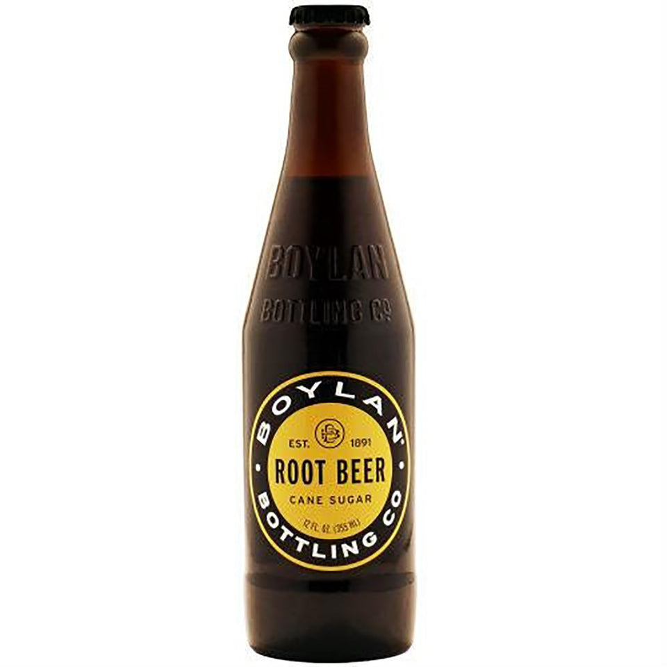 Boylan Root Beer bottle showcases classic flavor in authentic glass packaging.