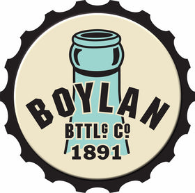 Boylan Root Beer packaging shows a 12-bottle carton for easy storing.