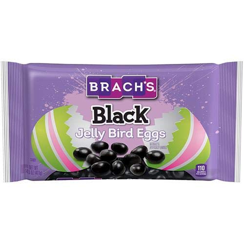 Brach's Black Jelly Bird Eggs candy bag, ideal for sharing at parties.