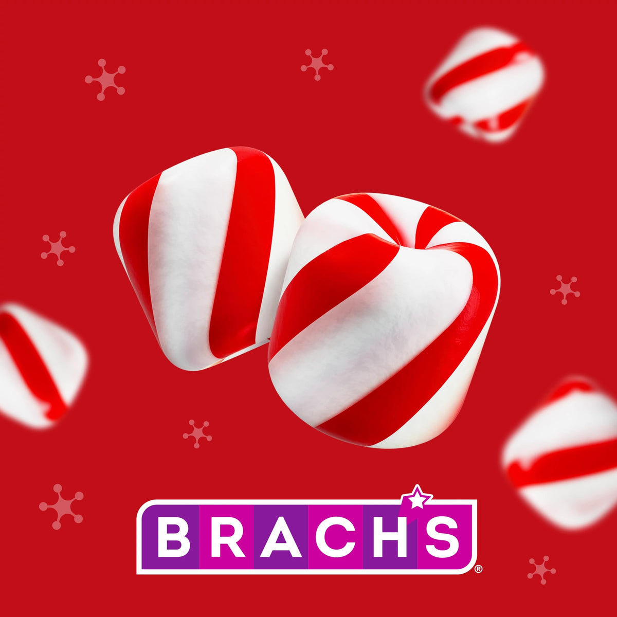 Close-up of red and white twists with peppermint aroma ideal for midday snacking.