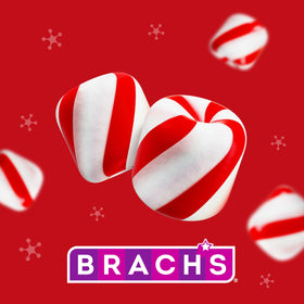 Close-up of red and white twists with peppermint aroma ideal for midday snacking.