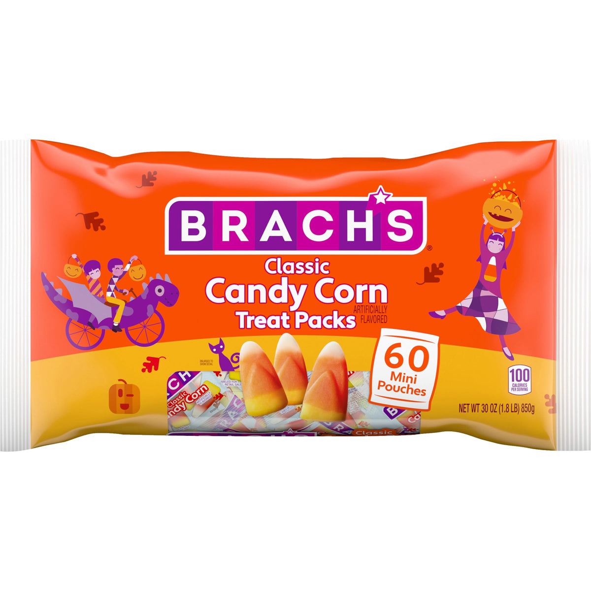 Brach's Classic Candy Corn Trick or Treat Packs image showing individually wrapped pieces for Halloween bowls.