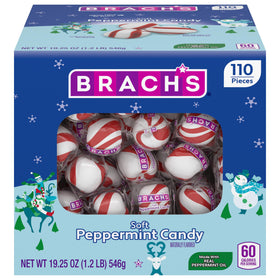 Brach's Holiday Soft Peppermint Candy Tub front view for festive snacking.