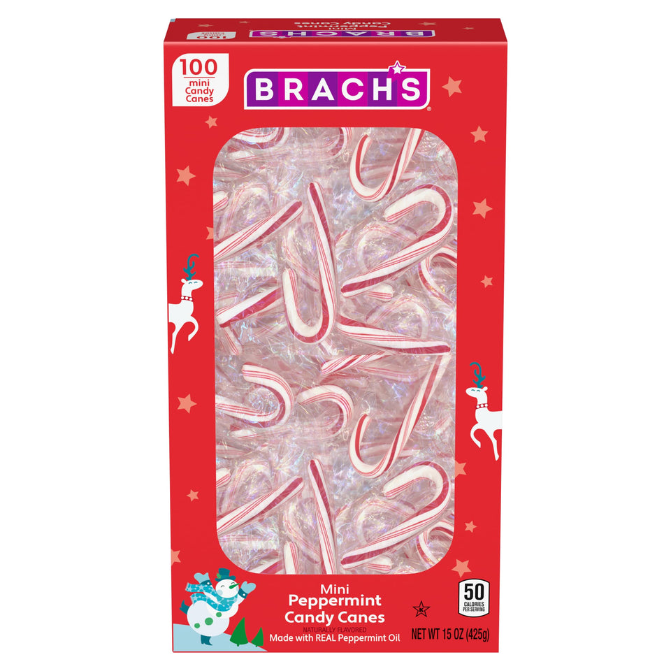 Brach's Mini Peppermint Candy Canes packaging, ideal for gifting this holiday season.