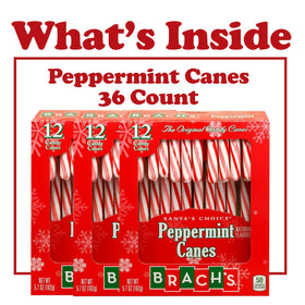 Three-box multi-pack layout of Brach's Peppermint Candy Canes for year-round sharing