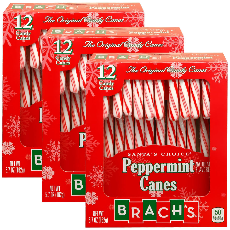 Brach's Peppermint Candy Canes packaging highlighting classic holiday flavor for gifting