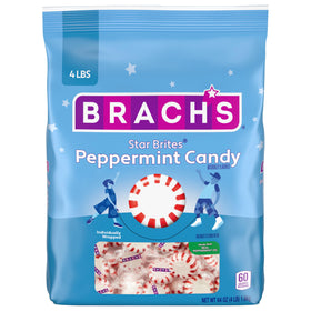 Brach's Star Brites Peppermint close-up texture, real peppermint oil flavor.