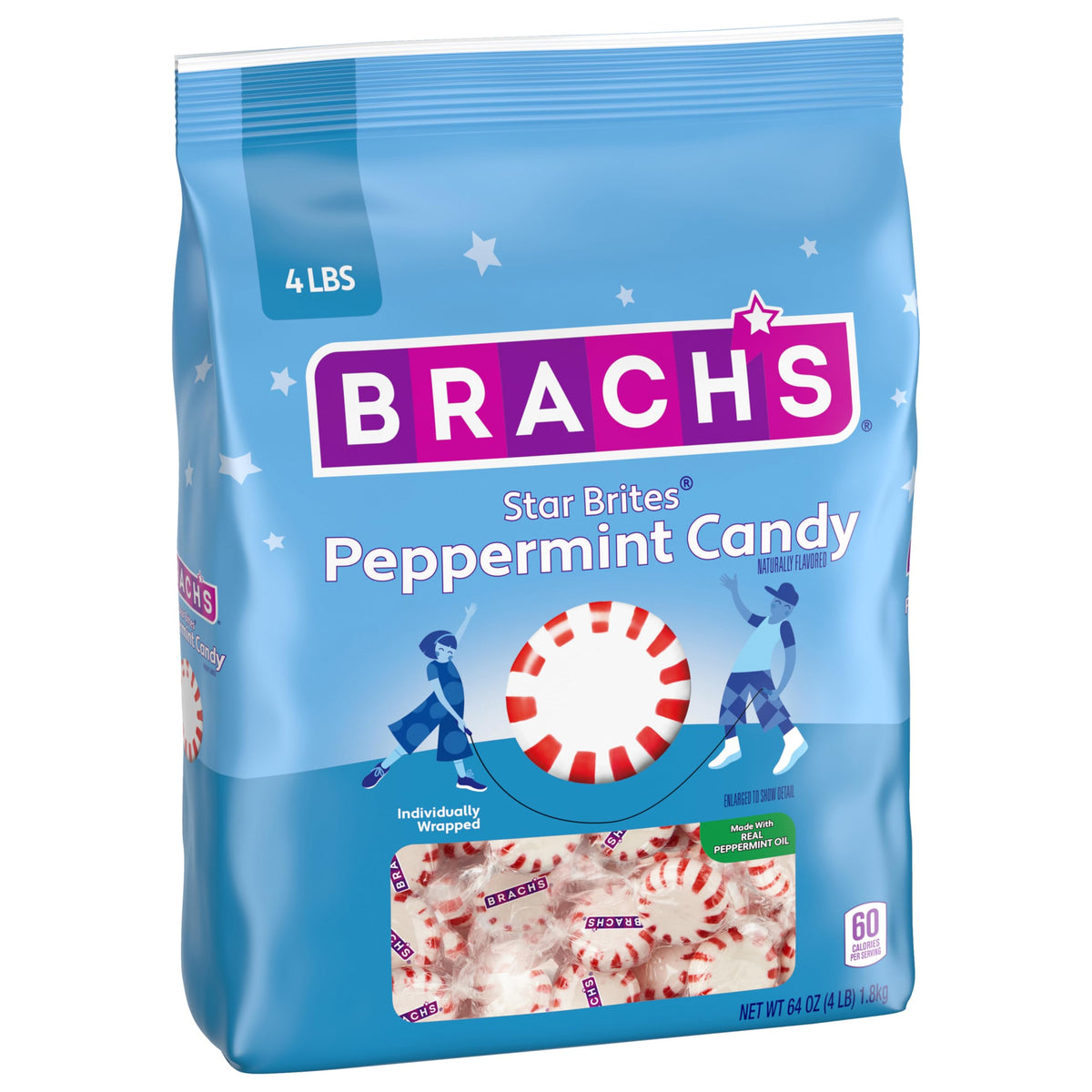 Brach's Star Brites Peppermint mints, individually wrapped, perfect for parties and on-the-go.