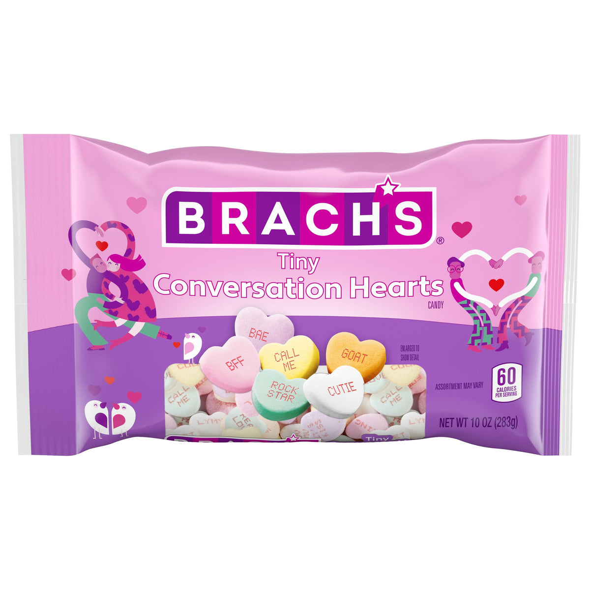 Brach's Tiny Conversation Hearts in wintergreen and banana, ideal for shareable party treats