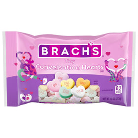 Brach's Tiny Conversation Hearts in wintergreen and banana, ideal for shareable party treats