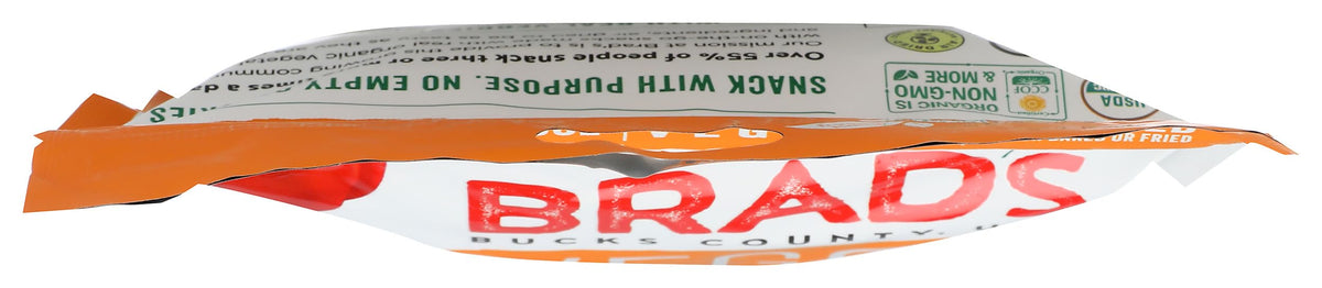 Brad's Raw cheddar chips ingredients display, highlighting vegetables and seeds.
