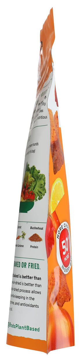 Brad's Raw cheddar chips in a kitchen scene, ideal for snacks.
