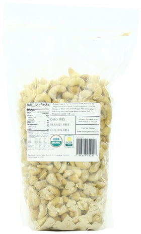 Braga Organic Farms cashews 2 lb bag showing even roast and sea salt