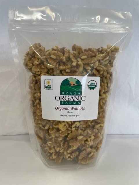 Braga Organic Farms organic walnuts 2lb bag, ready for snacking.