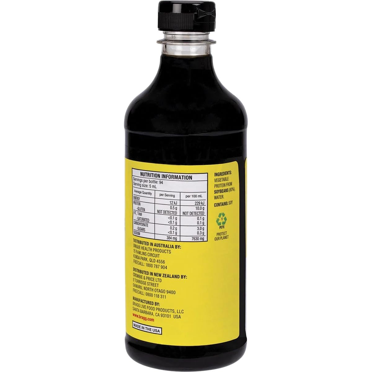 Bragg All Purpose Seasoning bottle for pouring, great for marinades and stir-fries.
