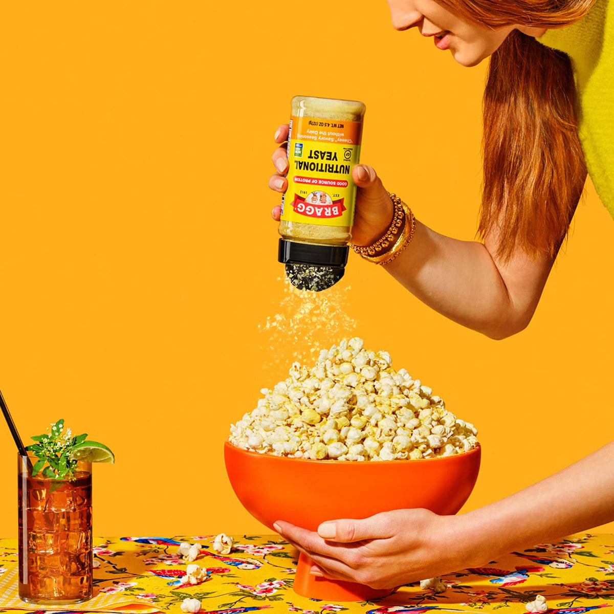 Bragg Nutritional Yeast Seasoning on salad boosts flavor and nutrition