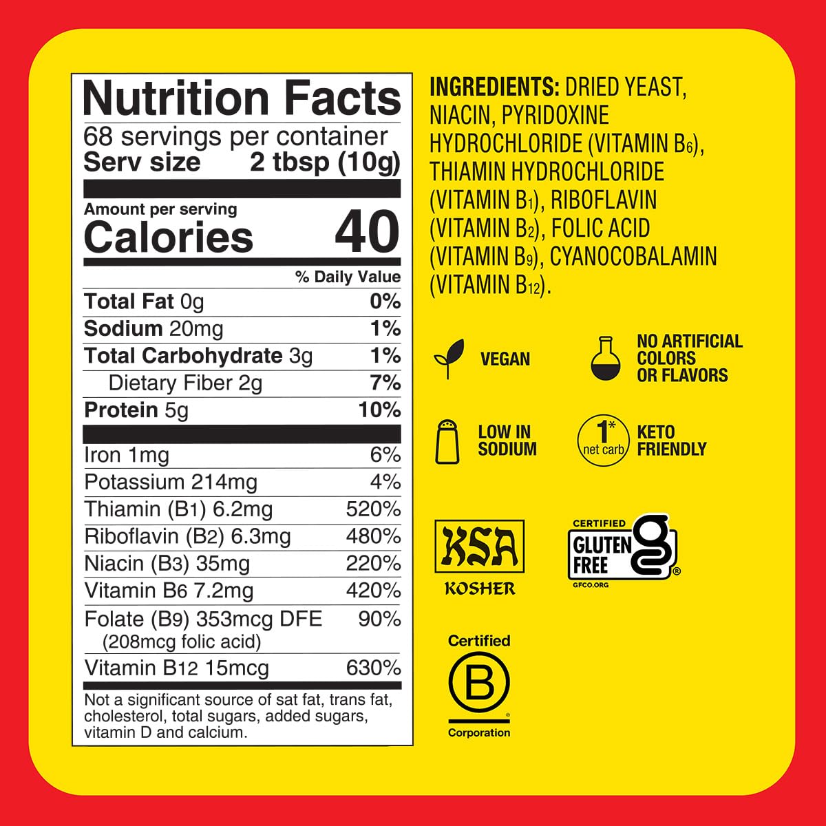 Bragg nutritional yeast seasoning on a fresh salad for extra cheesy notes.