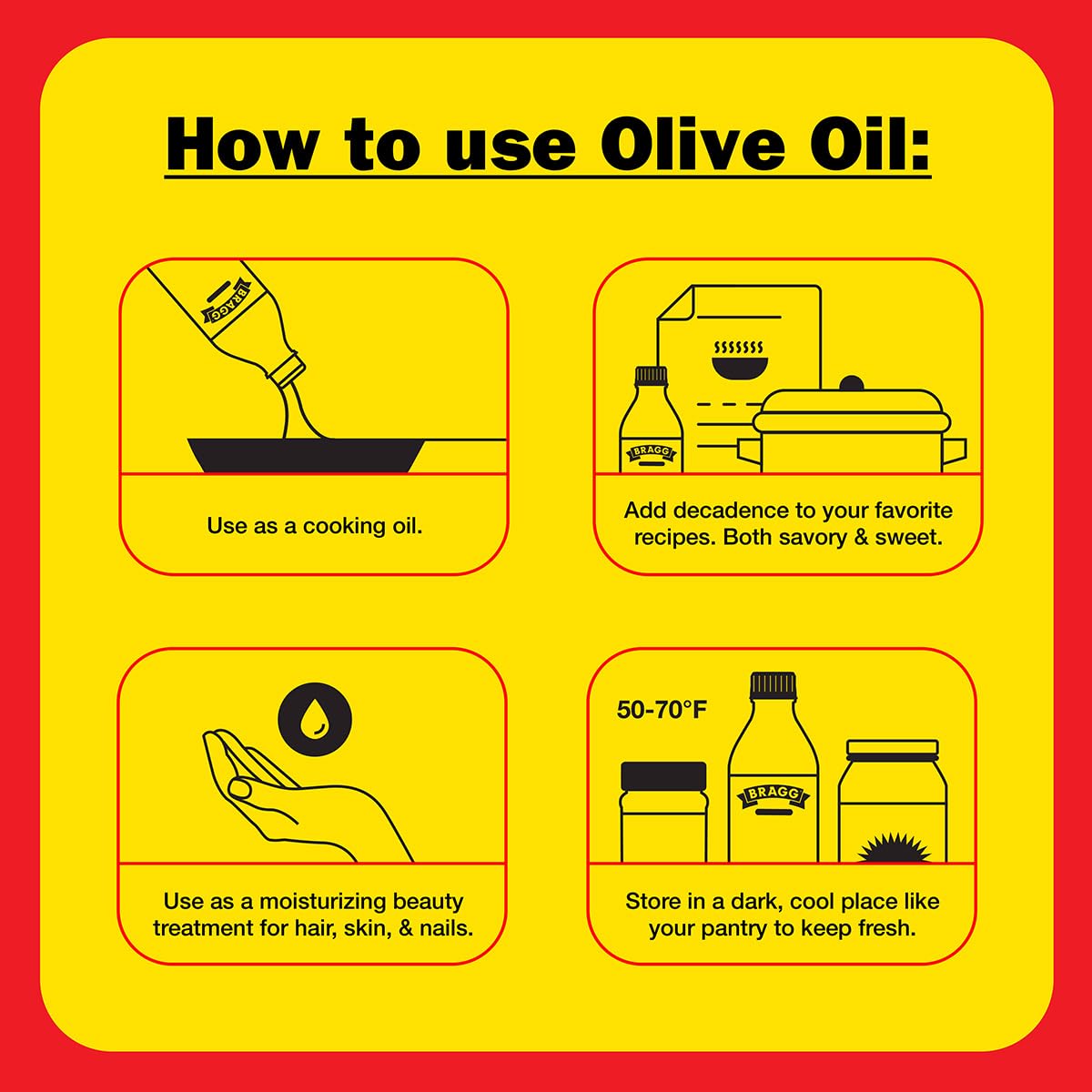 Bragg olive oil drizzled on salad greens for a fresh finish.