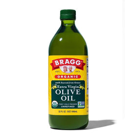Bragg Organic EVOO bottle—Koroneiki olives—great for dressings and cooking.