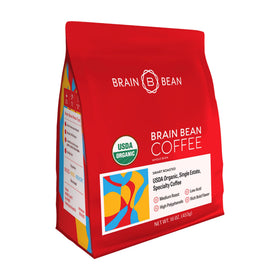 Brain Bean Organic Coffee whole bean packshot for home brewing