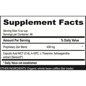 Brain Bean Zen-Blend Brew Cup Closeup highlights smooth flavor with low acidity