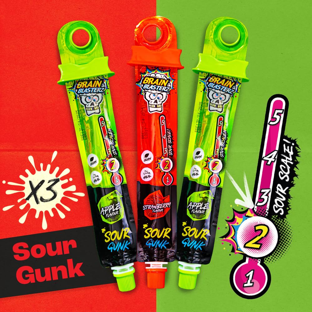 Brain Blasterz sour candy spray adds instant tangy hit during snacking.