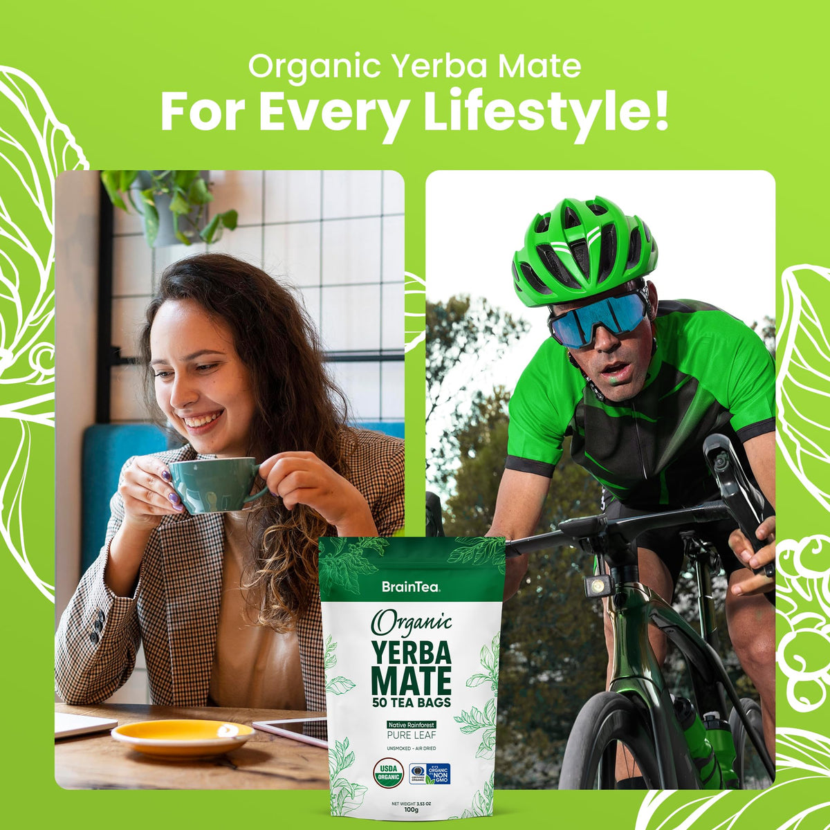 Brain Tea 100% pure leaves with no stems providing bright infusion.