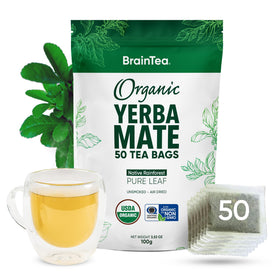 Brain Tea Yerba Mate tea bags ready for an energizing morning ritual.