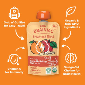Brainiac pouch texture close-up of smooth fruit-oat puree.
