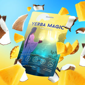 Brainista Yerba Magic glass pina colada shows refreshing energy and focus cue