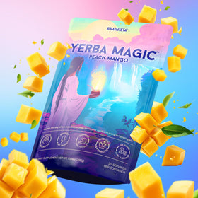 Brainista Yerba Magic label highlights Lions Mane and L-Theanine for focus