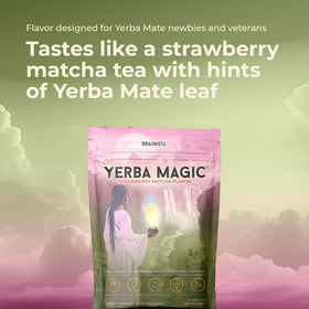 Brainista Yerba Magic nutrition panel shot communicates caffeine from natural sources.