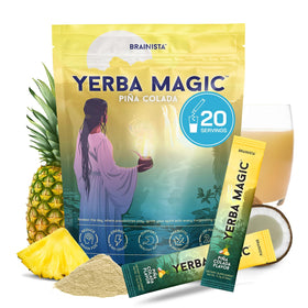 Brainista Yerba Magic packets bag front for on-the-go energy and focus.