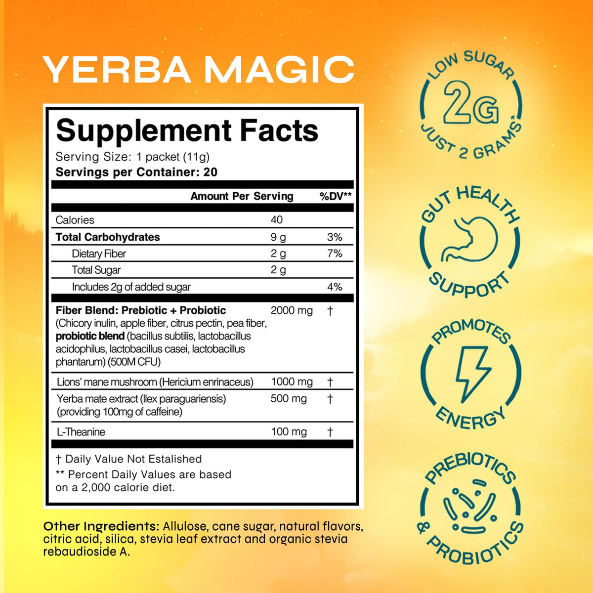 Brainista Yerba Magic packets stirred into cold water for refreshment.