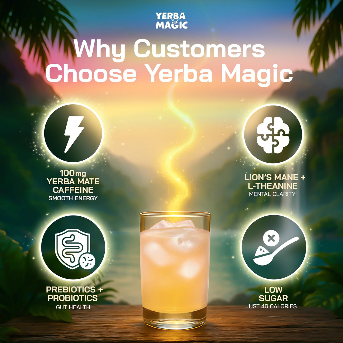 Brainista Yerba Magic Peach Mango sticks close-up for quick, clean energy